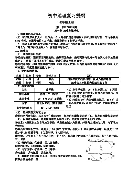 初中地理复习提纲(全)