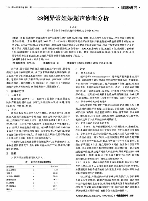 28例异常妊娠超声诊断分析