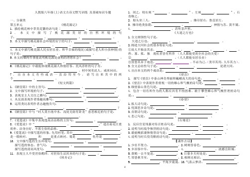 人教版八年级(上)语文古诗文默写训练及基础知识专题