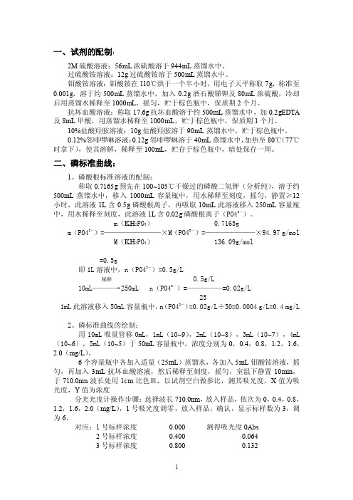 水质分析铁、磷标准曲线的绘制