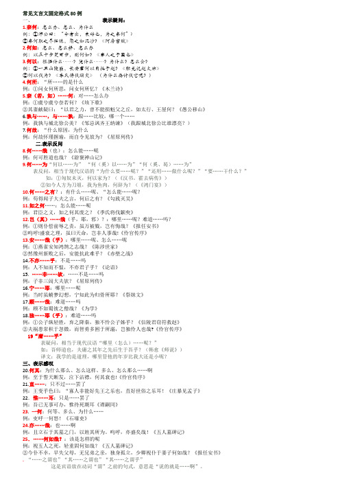 常见文言文固定格式80例