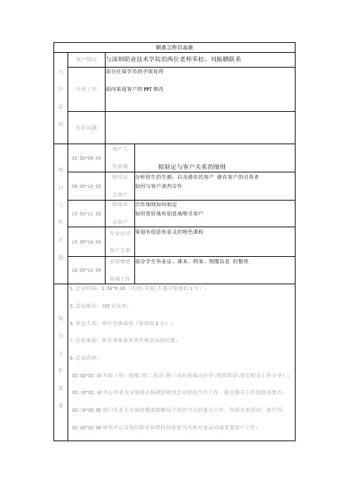 工作日志模版