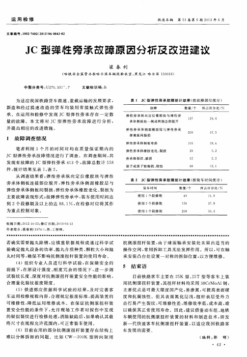 JC型弹性旁承故障原因分析及改进建议