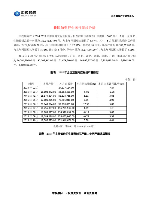 我国陶瓷行业运行现状分析