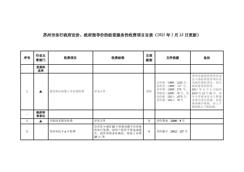 苏州市实行政府定价、政府指导价的经营服务性收费项目目录....doc