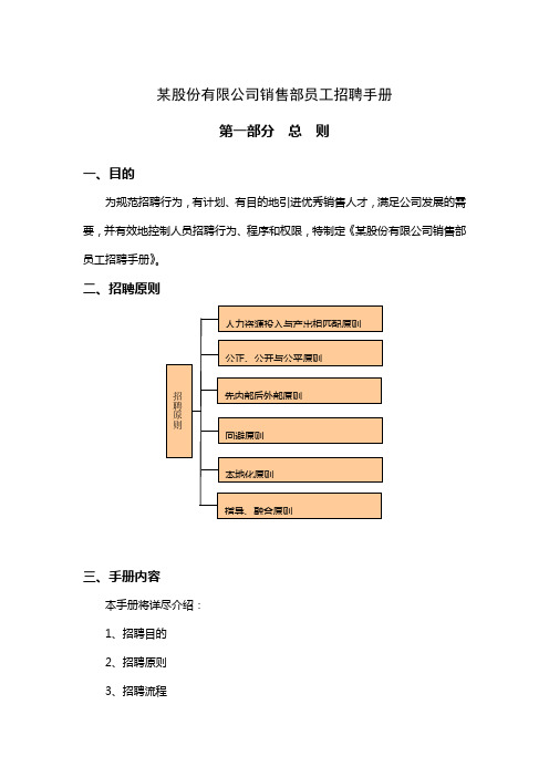 最新某股份有限公司销售部员工招聘手册