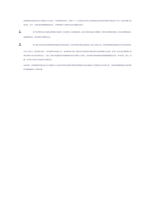 富氧燃烧高效低成本运行关键技术与示范