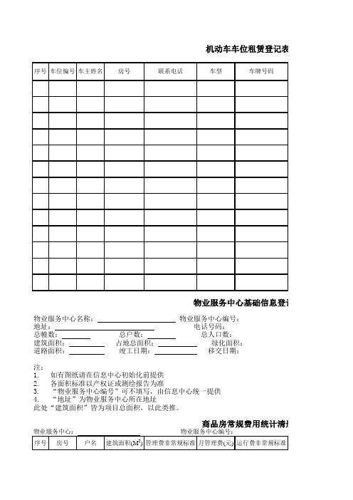 机动车停放管理工作规程表格官方