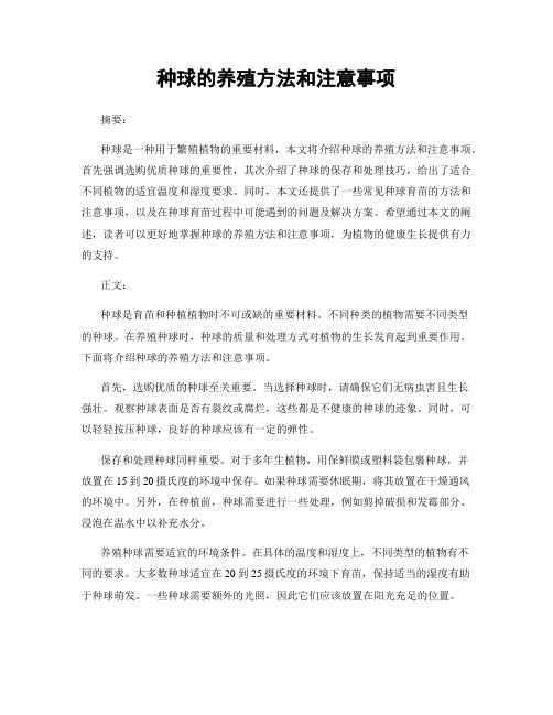 种球的养殖方法和注意事项