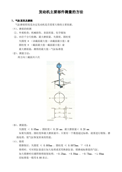 发动机主要部件测量的方法