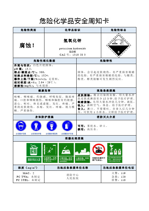 氢氧化钾-危险化学品安全周知卡