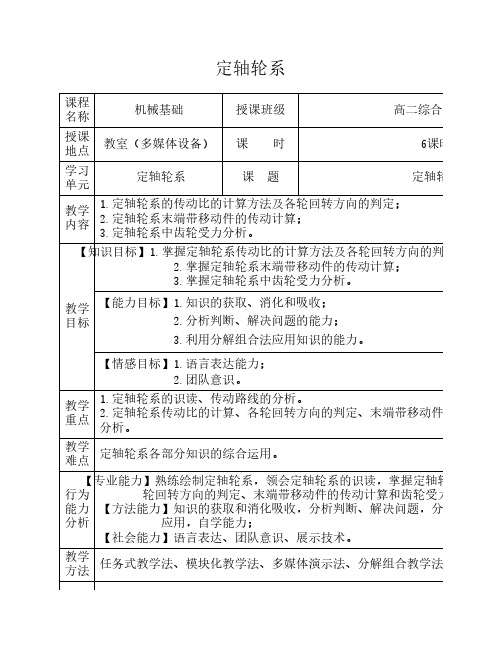 轮系 定轴轮系教案(2) (公开课    专用)