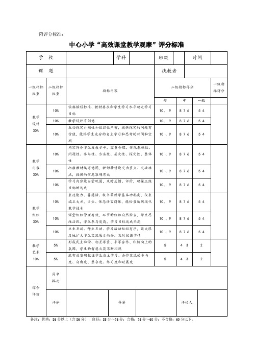 高效课堂评分标准