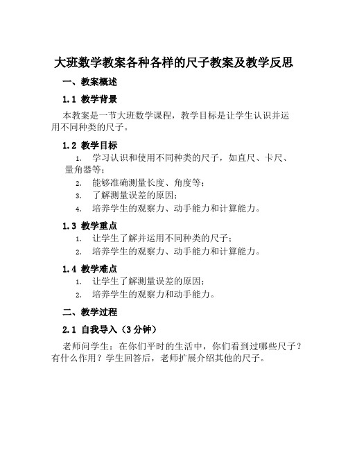 大班数学教案各种各样的尺子教案及教学反思