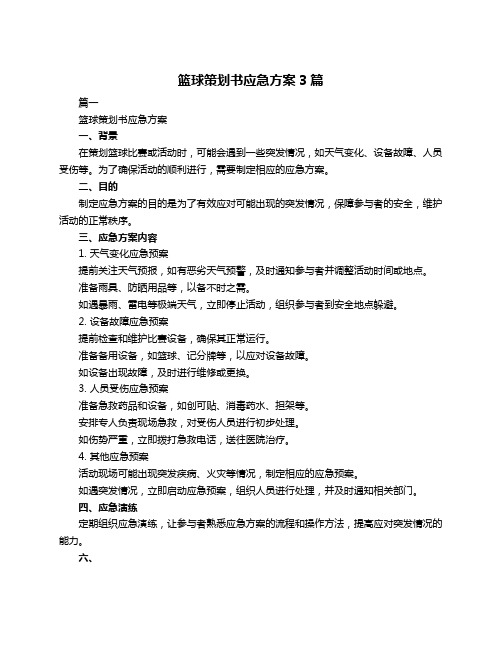 篮球策划书应急方案3篇