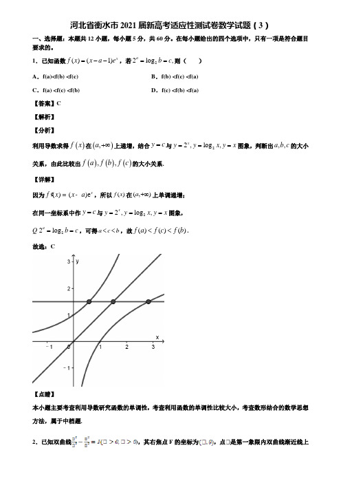 河北省衡水市2021届新高考适应性测试卷数学试题(3)含解析