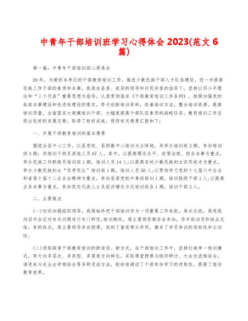 中青年干部培训班学习心得体会2023(范文6篇)