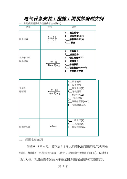 2508-电气设备安装工程施工图预算编制实例-19页精选文档