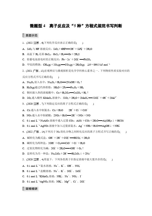 选择题二 微题型4 离子反应及“5种”方程式规范书写判断