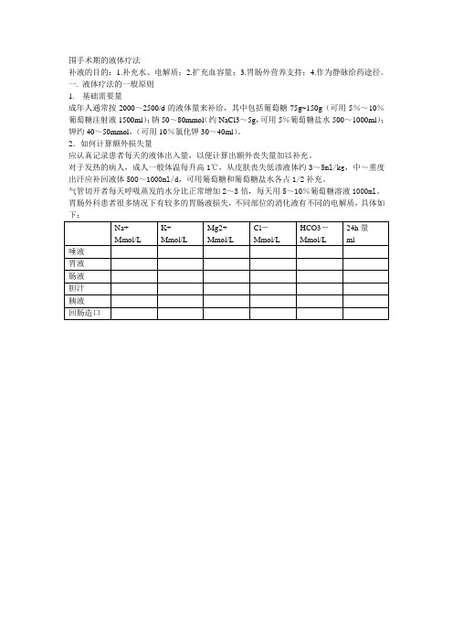 围手术期的液体疗法