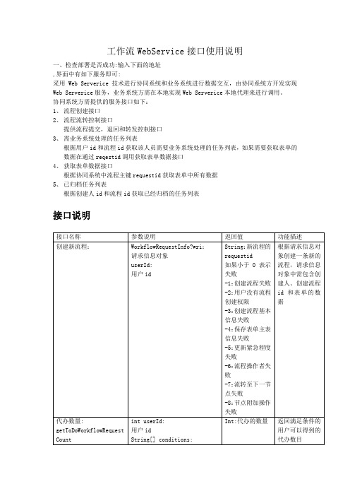 泛微OA工作流WebService接口使用说明