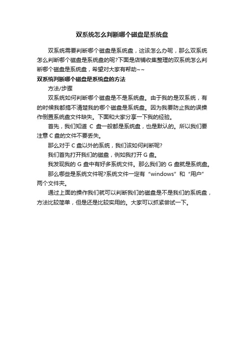 双系统怎么判断哪个磁盘是系统盘