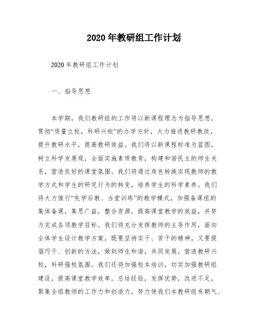 2020年教研组工作计划