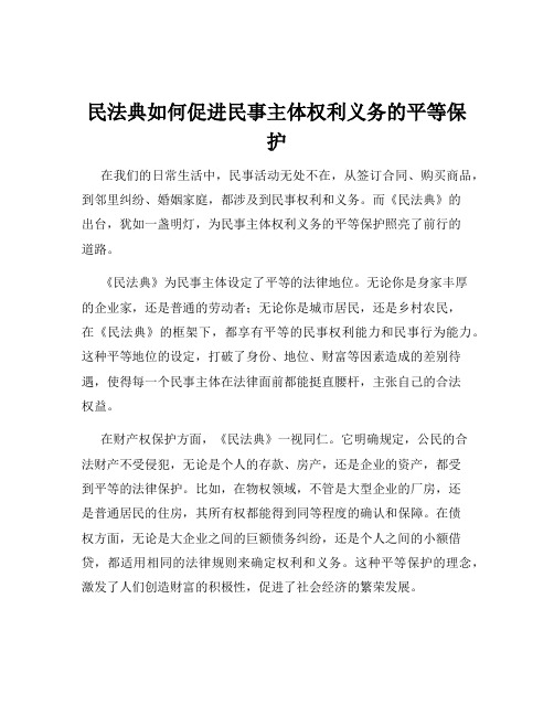 民法典如何促进民事主体权利义务的平等保护