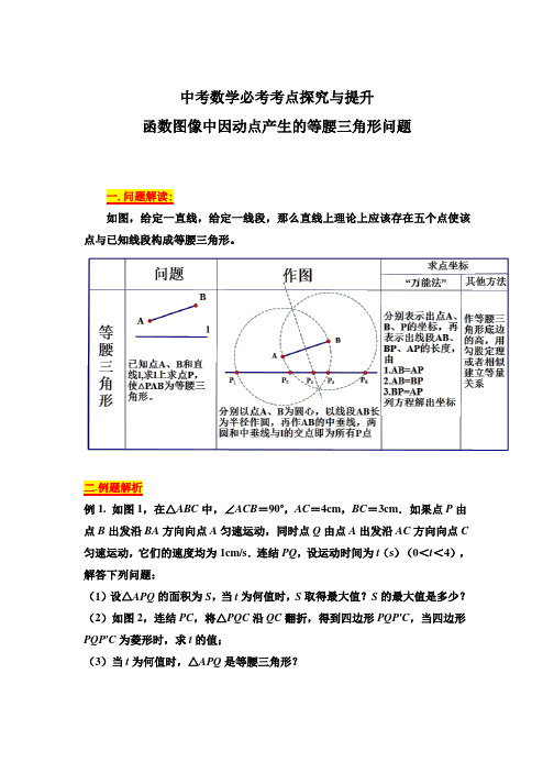 中考数学必考考点探究与提升函数图像中因动点产生的等腰三角形问题