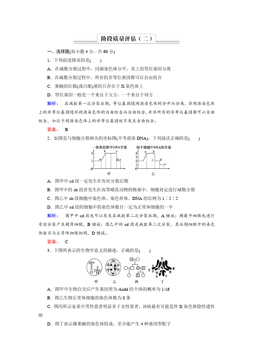 2014-2015学年(人教版)高中生物必修二：第2章-阶段质量评估试卷(含答案)