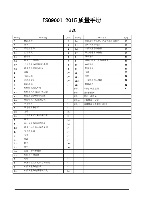 iso9001-2015版质量手册