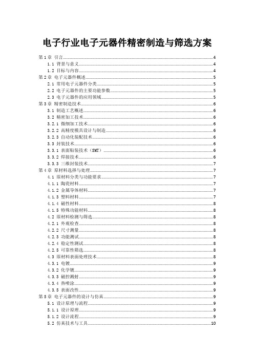 电子行业电子元器件精密制造与筛选方案