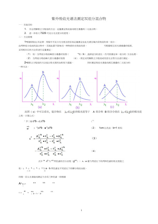 紫外吸收光谱法测定双组分混合物