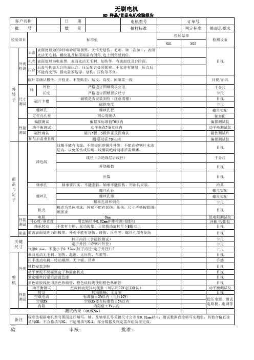 无刷电机检测和生产表