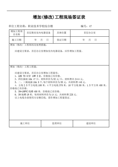 1111工程现场签证表(多样式)