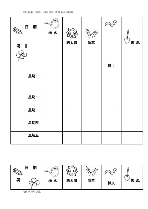 自然角观察记录表格