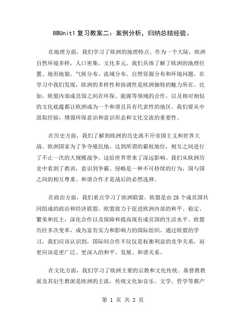 8BUnit1复习教案二：案例分析,归纳总结经验