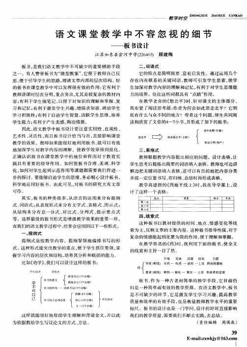 语文课堂教学中不容忽视的细节——板书设计