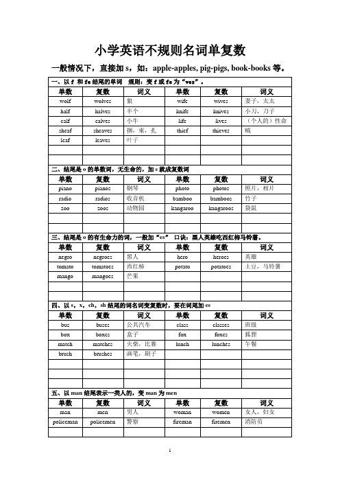 名词单复数总结