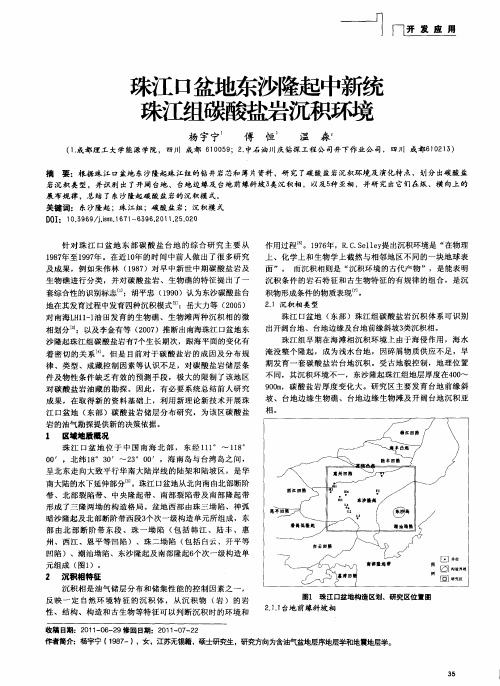 珠江口盆地东沙隆起中新统珠江组碳酸盐岩沉积环境