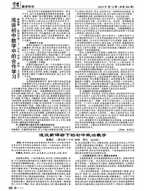 浅谈初中数学中的合作学习