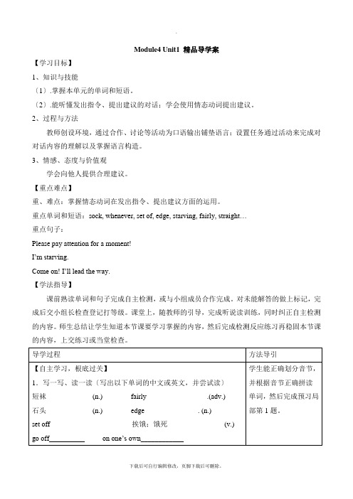 外研版英语九年级下册Module4 Unit1 精品导学案