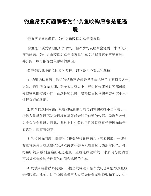 钓鱼常见问题解答为什么鱼咬钩后总是能逃脱