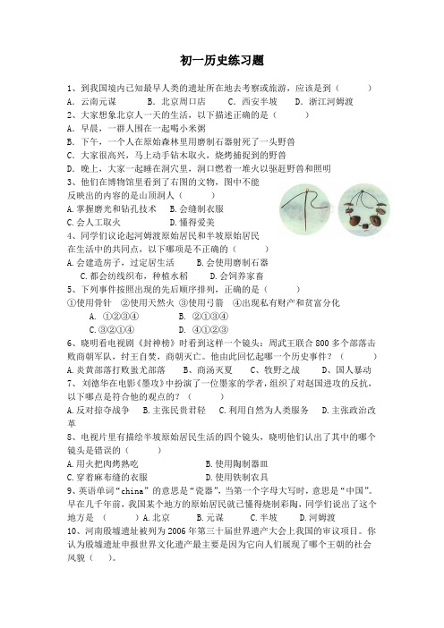 七年级历史练习题