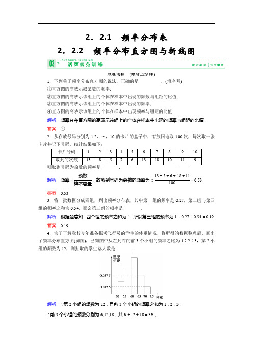 高中数学苏教必修三规范训练 第章 统计+ 含答案