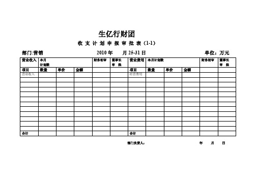 财务资金计划表