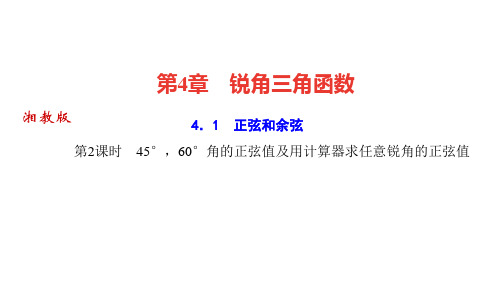 湘教版九年级数学上册课件 第4章 锐角三角函数 45°,60°角的正弦值及用计算器求任意锐角的正弦值