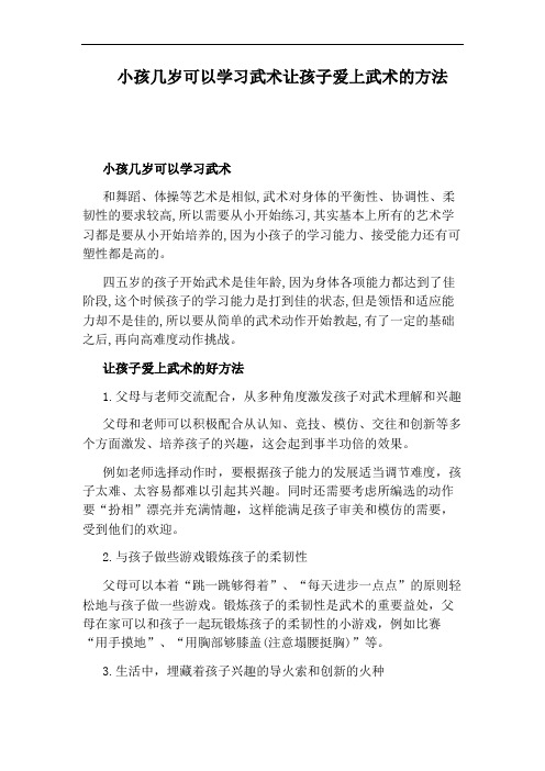 小孩几岁可以学习武术让孩子爱上武术的方法