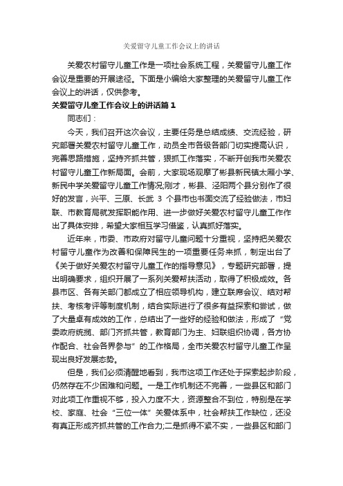 关爱留守儿童工作会议上的讲话_发言稿_