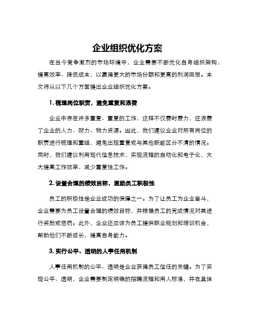 企业组织优化方案